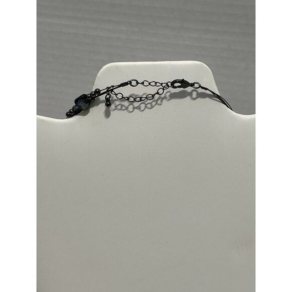 Layered Beaded Gemstone‎ Statement Necklace Turquoise Color Beads Blue Gunmetal - Picture 7 of 11